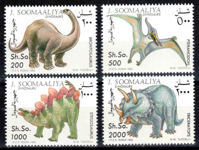 Somalia 1993, Mi #480-483**, dinozauri, MNH, cota 13 &amp;euro;! foto