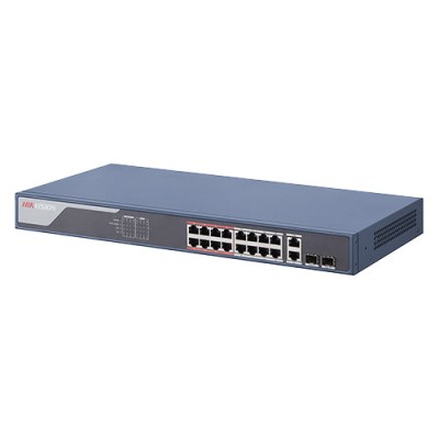 Switch 16 porturi PoE 100Mbps, 2 port uplink Gigabit, SMART Management - HIKVISION DS-3E1318P-EI foto