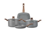 Set vase marmorate, antiaderente din aluminiu turnat sub presiune 6 piese Zass ZG-ACS 05 - RESIGILAT