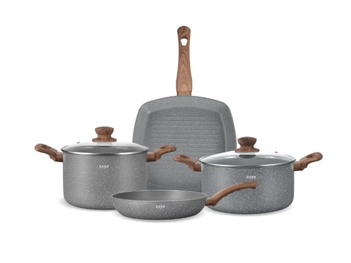 Set vase marmorate, antiaderente din aluminiu turnat sub presiune 6 piese Zass ZG-ACS 05 - RESIGILAT