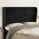 Gossi tablie de pat cu aripioare, negru, 147x23x118/128 cm, catifea