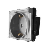 Modul priza simpla cu capac, gri, compatibil rame din sticla Luxion
