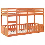 Cumpara ieftin Pat supraetajat, maro ceruit, 90x200 cm, lemn masiv de pin