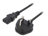 Cablu 3x0,75mm2 BS 1363 IEC C13 mamă PVC 1m negru