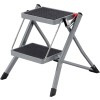 SONGMICS Scara pliabila cu 2 trepte, cauciuc antiderapant, cu maner, sarcina 150 kg, otel, 50x60x44cm, gri si negru Household NewTrend