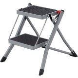 SONGMICS Scara pliabila cu 2 trepte, cauciuc antiderapant, cu maner, sarcina 150 kg, otel, 50x60x44cm, gri si negru Household NewTrend