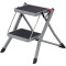 SONGMICS Scara pliabila cu 2 trepte, cauciuc antiderapant, cu maner, sarcina 150 kg, otel, 50x60x44cm, gri si negru Household NewTrend