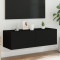 vidaXL Comodă TV de perete cu lumini LED, negru, 100x35x31 cm