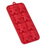 Formă Copt Silicon, 8 Compartimente, Om de Turtă Dulce, Roșu, 21x10.5cm, Oem