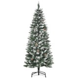 HOMCOM Brad de Crăciun &Icirc;nzăpezit cu 464 crengi și 28 conuri, Brad Artificial cu Bază Detașabilă, &Oslash;69x150 cm, Verde | Aosom Romania