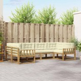vidaXL Set de canapele de exterior cu pernă 6 pcs Alb și crem 3386929