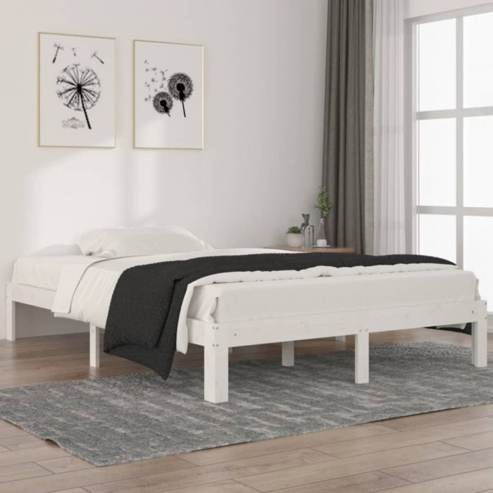 Gossi cadru de pat, alb, 140x200 cm, lemn masiv de pin