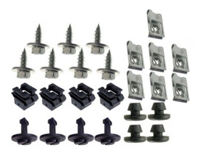 Set fixare scut motor Audi A4; Seat Exeo; Skoda Superb; VW Passat (B5), Passat (B5); set 26 buc, fixare scut sub motor, suruburi 6,3mm, piulite foto