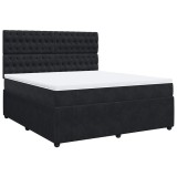 Cumpara ieftin Pat box spring cu saltea, negru, 180x200 cm, catifea