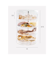 Cutie eleganta pentru bijuterii sau agrafe de par, rotunda cu 4 sertare, transparenta 17.5 cm x 11 cm foto