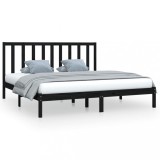 Cumpara ieftin Cadru de pat, negru, 200x200 cm, lemn masiv de pin