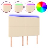 Cumpara ieftin Tablie de pat cu LED, crem, 144x5x118/128 cm, textil