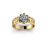 Inel de dama din aur galben 14K, piatra zirconiu - 57