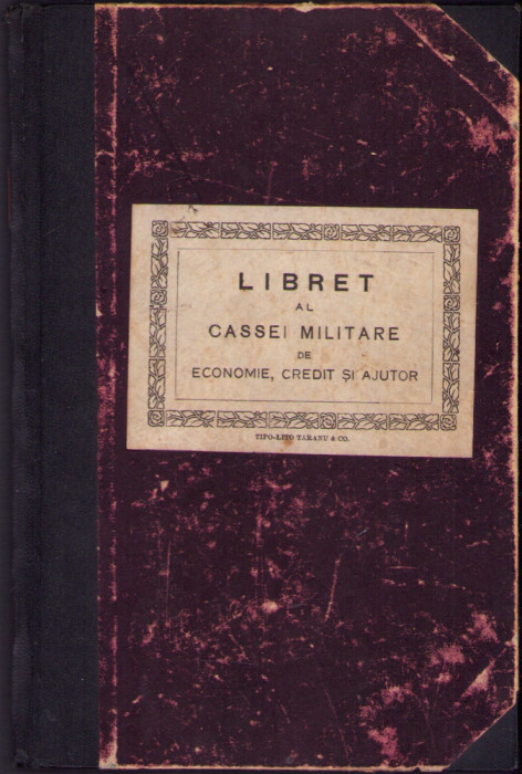 HST A1299 Libret Cassa Militară de Economie Credit și Ajutor 1935 R 42 Art