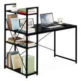 Birou 120x60 cm cu 3 rafturi Negru