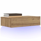 VidaXL Comodă TV cu lumini LED, stejar artizanal, 60x35x15,5 cm