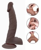 Dildo Carlo Sliding&amp;Bendable, TPE Strat Dublu, Maro, 26 cm, Mokko Toys