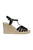 Geox espadrile de piele D GELSA culoarea negru, toc pana, D55TPA 00043 C9999