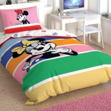 Cumpara ieftin Lenjerie 1 Persoana cu Elastic 100x200 Minnie Mouse Rainbow (Bumbac 100%)