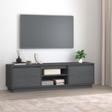 Comodă TV, gri, 140x35x40 cm, lemn masiv de pin