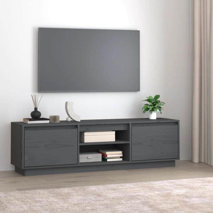 Gossi comoda tv, gri, 140x35x40 cm, lemn masiv de pin