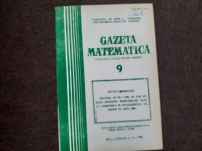 GAZETA MATEMATICA NR 9/1983 foto