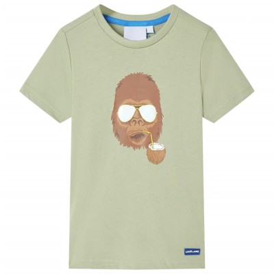 Tricou pentru copii cu m&amp;acirc;neci scurte, kaki deschis, 128 11612 foto