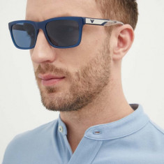 Emporio Armani ochelari de soare barbati, culoarea albastru marin