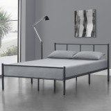 [en.casa]&reg; Pat rama metalica Laos W120, 209,5 x 121,5 x 81,5 cm, otel, gri mat, single HausGarden Leisure