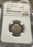 1 Leu 1906 Argint, Romania, NGC MS64, patina si luciu superbe