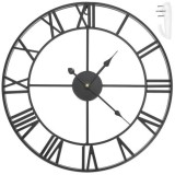 Ceas de perete retro negru 47 cm, stil scandinav cu cifre romane