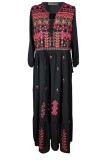 Rochie dama 025 negru/ciclam , marimea 2XL