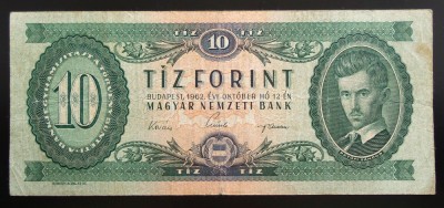 Bancnota 10 FORINTI - RP UNGARĂ / UNGARIA, anul 1962 * cod 46 foto