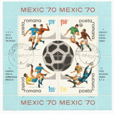 România, LP 729a/1970, C.M. de Fotbal - Mexic, bloc dantelat, eroare 1