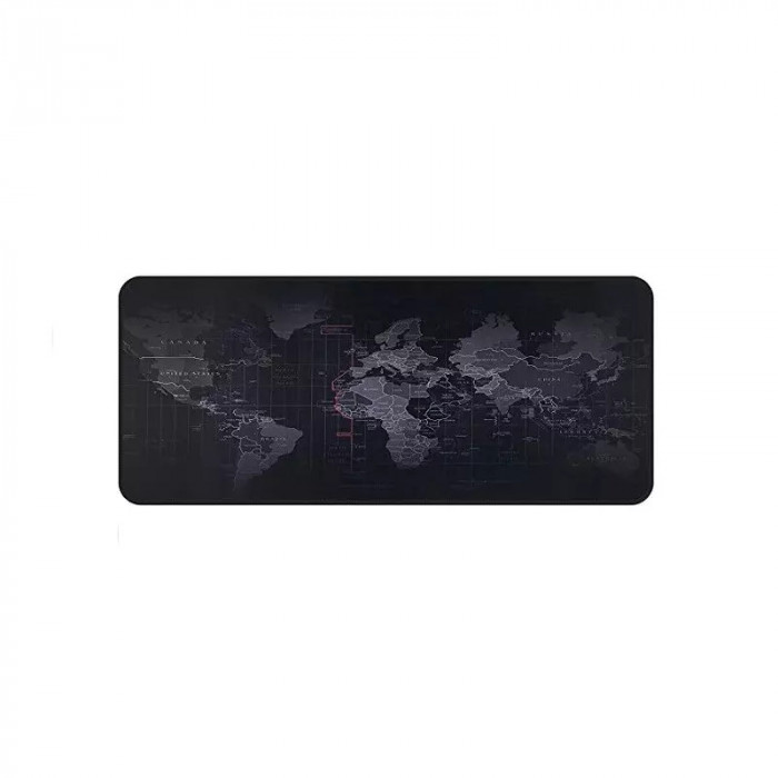 Mouse pad cu model harta lumii, Gonga&reg; Negru 90 x 40 cm