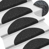 Cumpara ieftin Covorașe autocolante de scări, 15 buc, 56 x 20 x 4 cm, negru, vidaXL