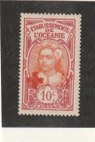 Tahiti (French Oceania, Polynesia) 1915 - Femei tahitiene, Supratipar rosu, Cruce Rosie 5c, MNH, Mi.45