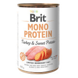 Brit Mono Protein, Curcan cu Cartof dulce, Conservă hrană umedă monoproteică fară cereale c&acirc;ini, (pate), 400g