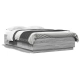 Gossi cadru de pat cu lumini led gri sonoma 140x200 cm lemn prelucrat