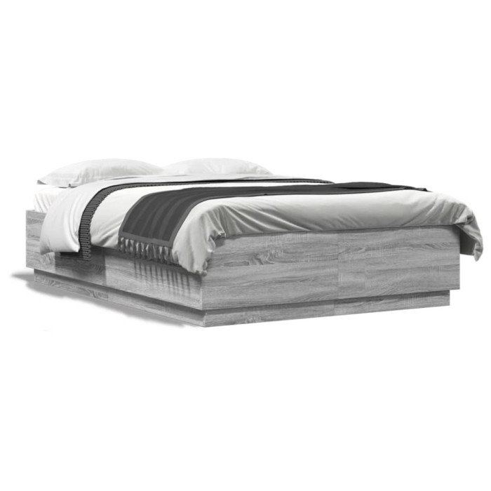 Gossi cadru de pat cu lumini led gri sonoma 140x200 cm lemn prelucrat