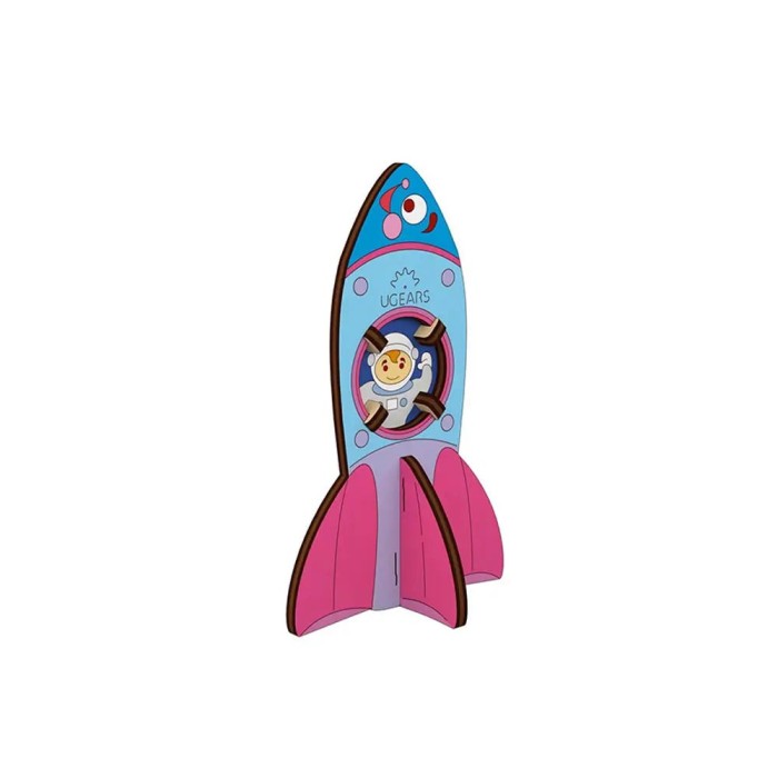 Puzzle 3D de colorat Racheta, 8 piese, lemn
