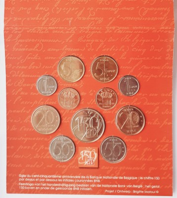 M01 Belgia set monetarie 10 monede 2000 50 centimes 1, 5, 20, 50 Francs foto