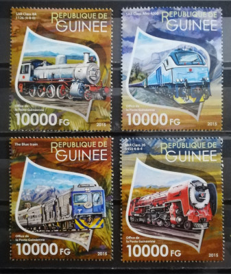 BC16, Guineea 2015, set colita+serie-trenuri foto