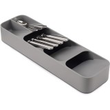 Organizator Sertar Tacamuri, 4 Compartimente, 11x39.5x5.7cm, Gri, Suport Tacamuri Sertar Bucatarie