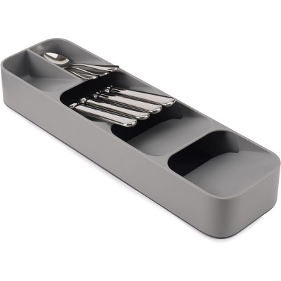 Organizator pentru sertar tacamuri, compartimentat, gri, 11x39.5x5.7cm foto